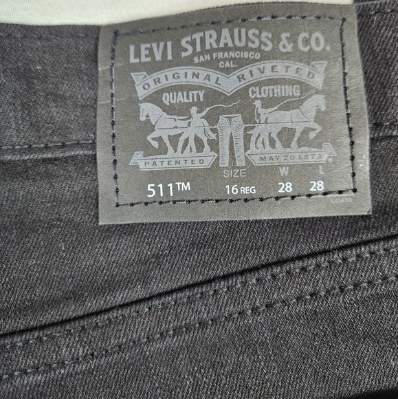 Levi's 511 Slim Fit Black Bandana Patchwork‎ Denim Jeans Size 16 Girls U43 - Picture 9 of 14